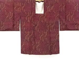 アンティーク　幾何学模様織り出し手織り紬道行コート